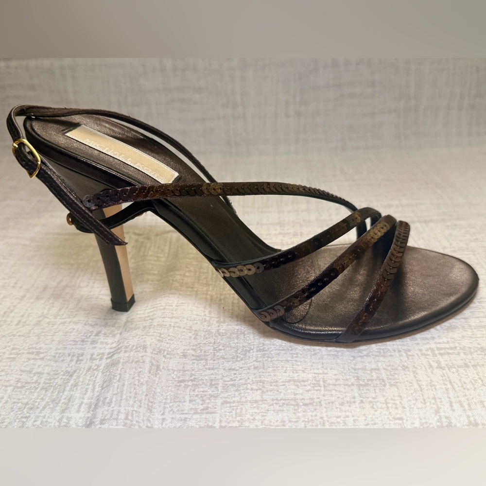 Vintage Michael Kors Ocean Strappy Heels in Bronze Metallic, Size 7 - Picture 6 of 14